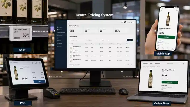Omnichannel মূল্যের সামঞ্জস্যতা: কিভাবে শেল্ফ, POS, অ্যাপ এবং অনলাইন মূল্যগুলি সিঙ্ক্রোনাইজ করবেন