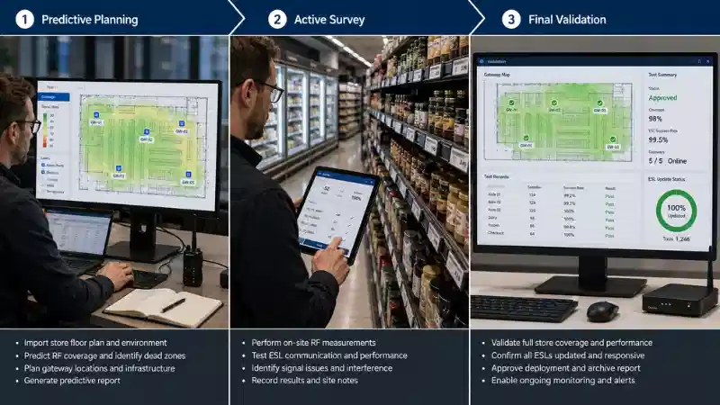 > Three-stage ESL RF site survey process from predictive planning to active testing and final validation > Three-stage ESL RF site survey process from predictive planning to active testing and final validation